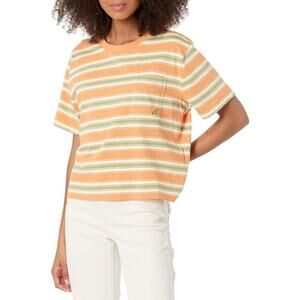 Roxy Women's Short Sleeve Yarn Dye T-Shirt Golden Ochre Good Vibes Medium